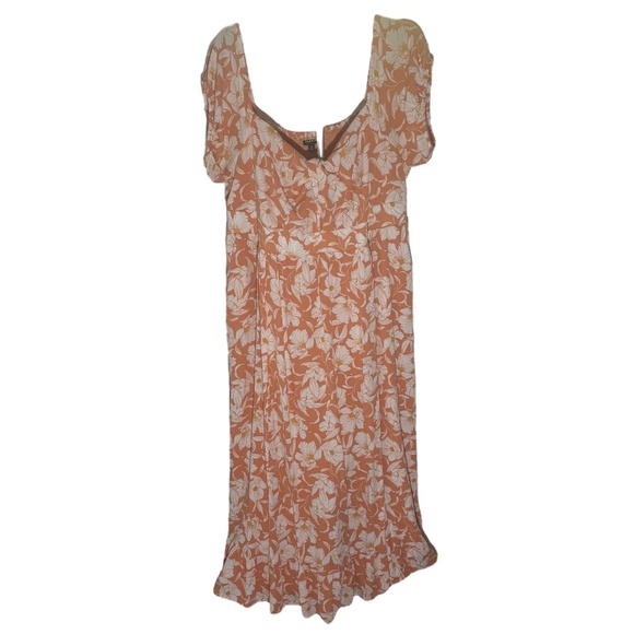 Torrid Maxi Off Shoulder Peach Floral Tie Front Dress With Pockets-Torrid Size 3 - Picture 3 of 9
